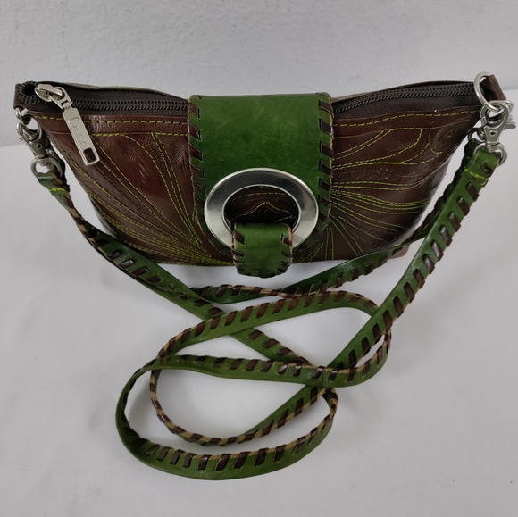 COPY - Leathers In Leather Vintage Contrast Cross Stitch Tooled Leather Crossbo… - Picture 6 of 12